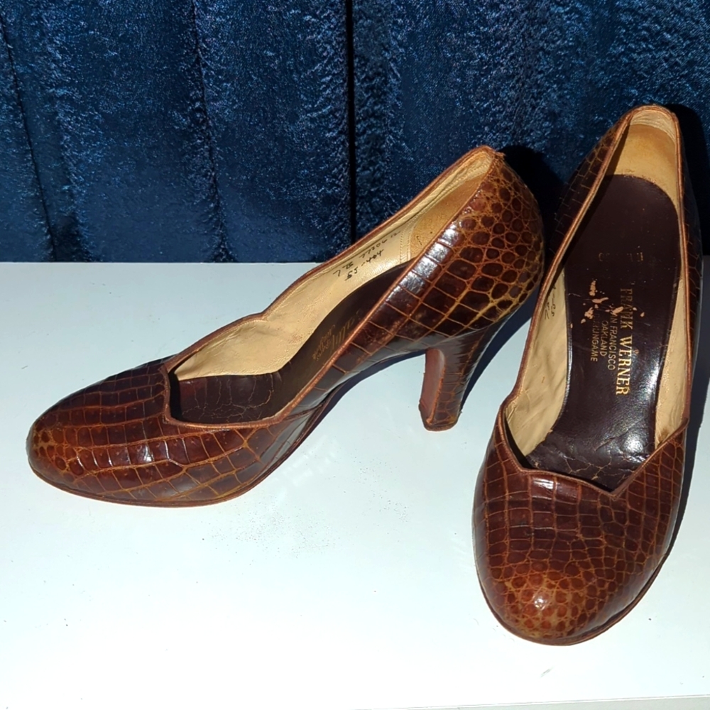 Vintage Frank Werner Alligator Crocodile high heels